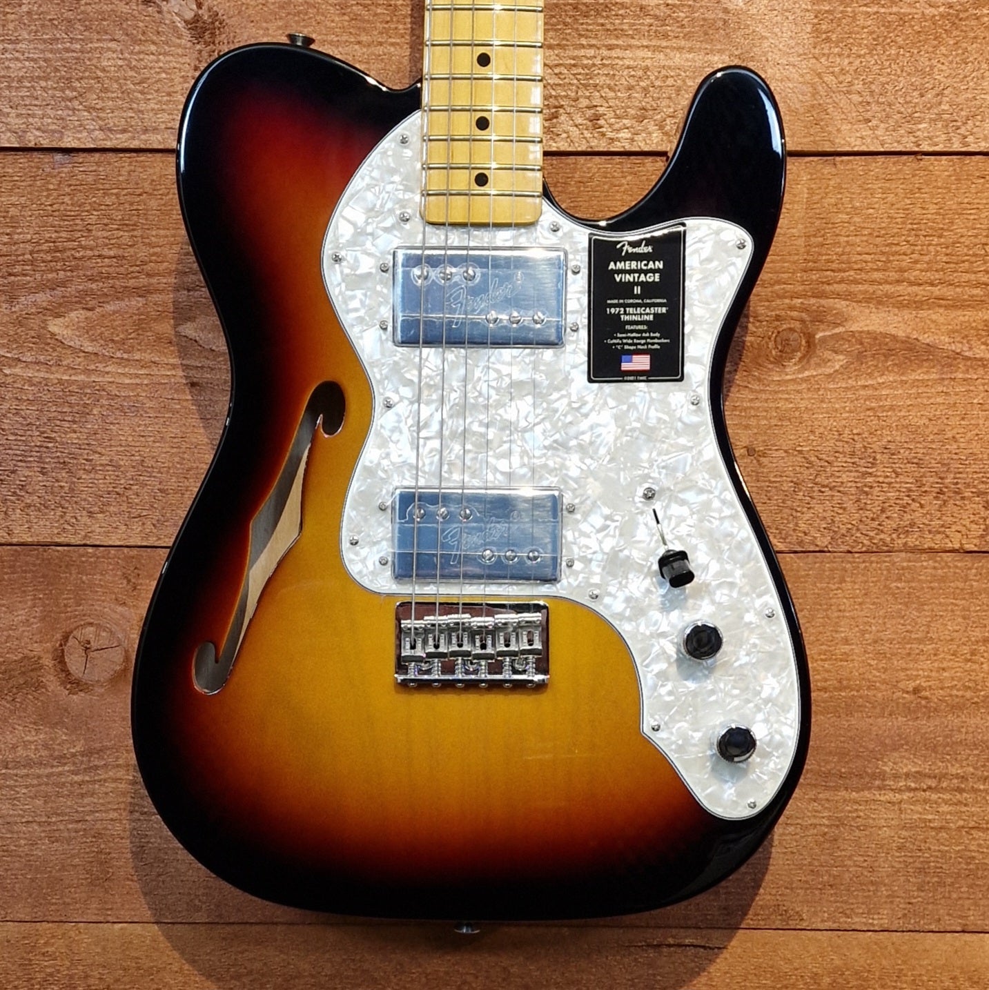 Fender American Vintage II 1972 Telecaster Thinline Maple 3 Colour Sunburst Guitar