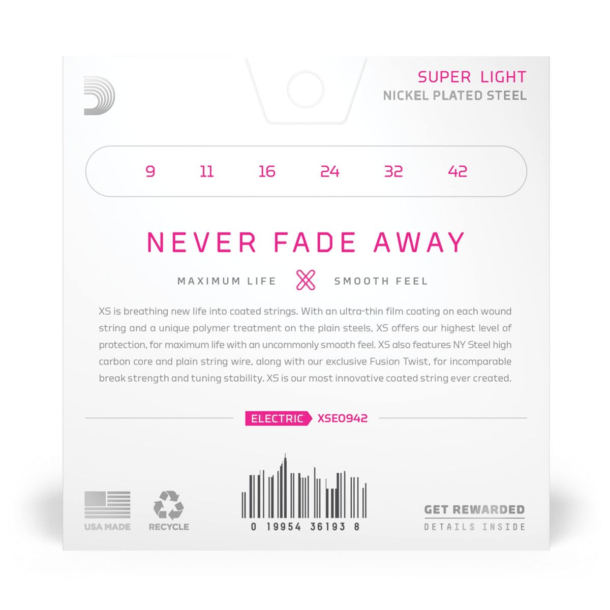 D'Addario XS Nickel Electric Guitar Strings, Super Light, 09-42