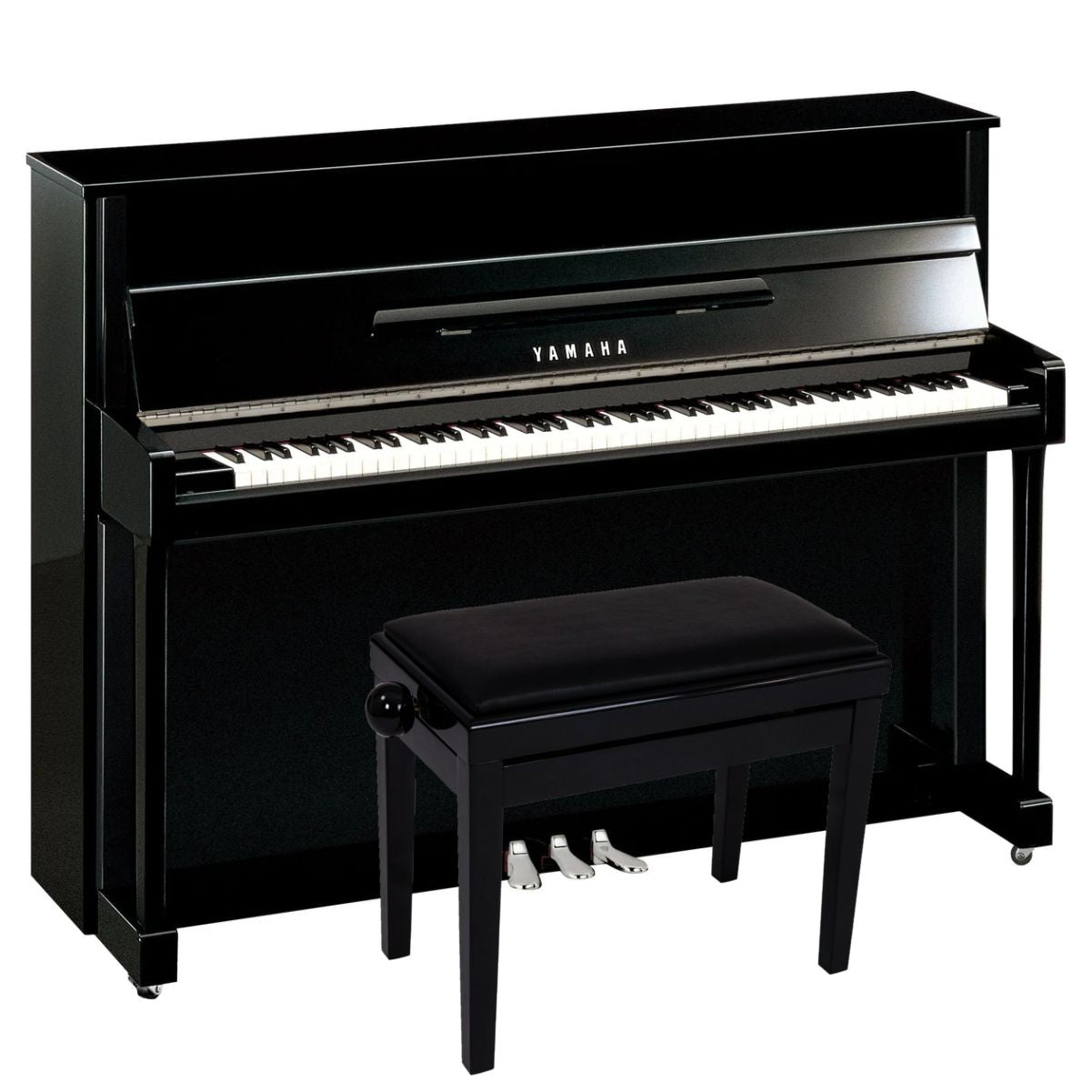 Yamaha B2 Upright Piano; Polished Ebony With Chrome Fittings | £400 Cashback Offer
