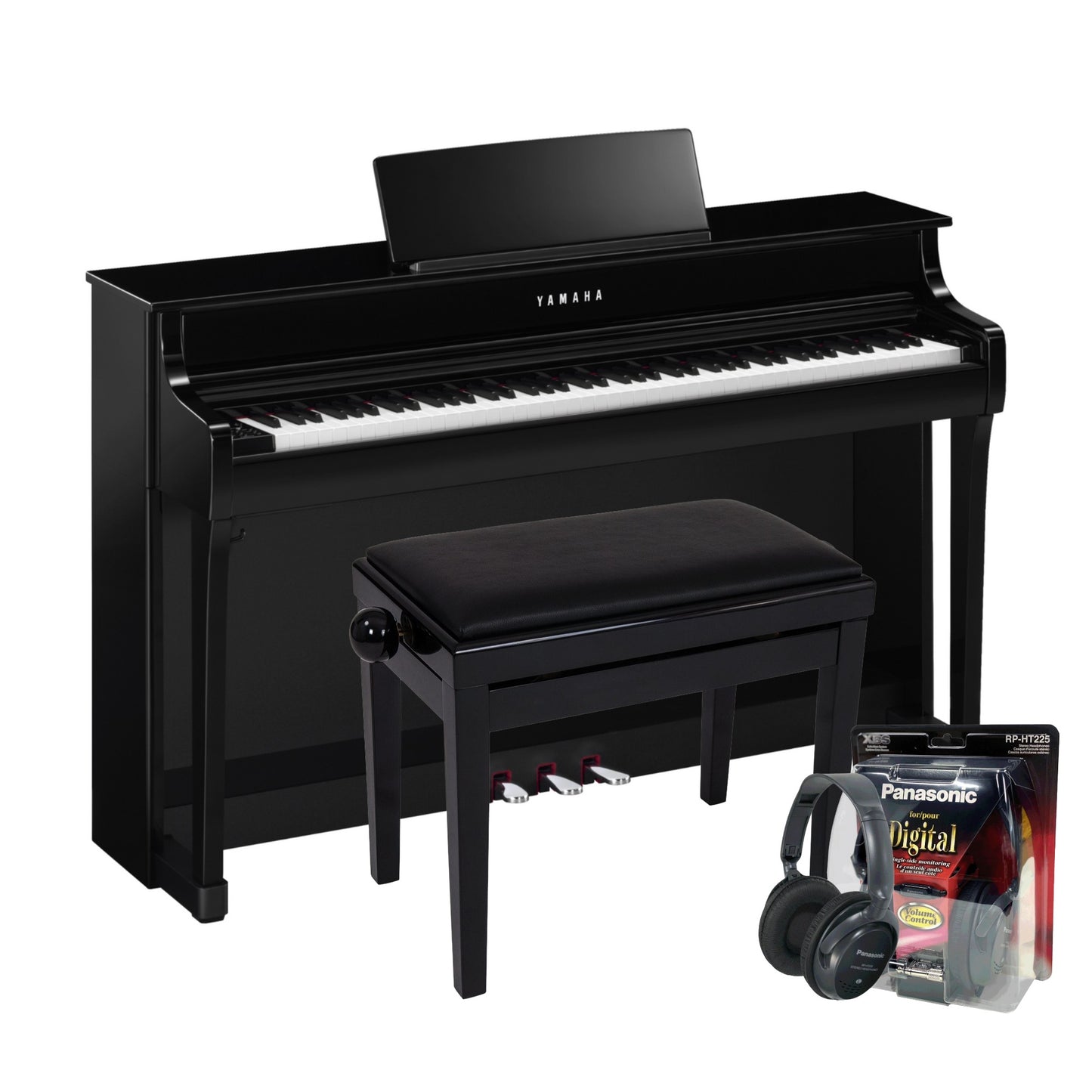 Yamaha CLP835PE Polished Ebony Digital Piano Value Package