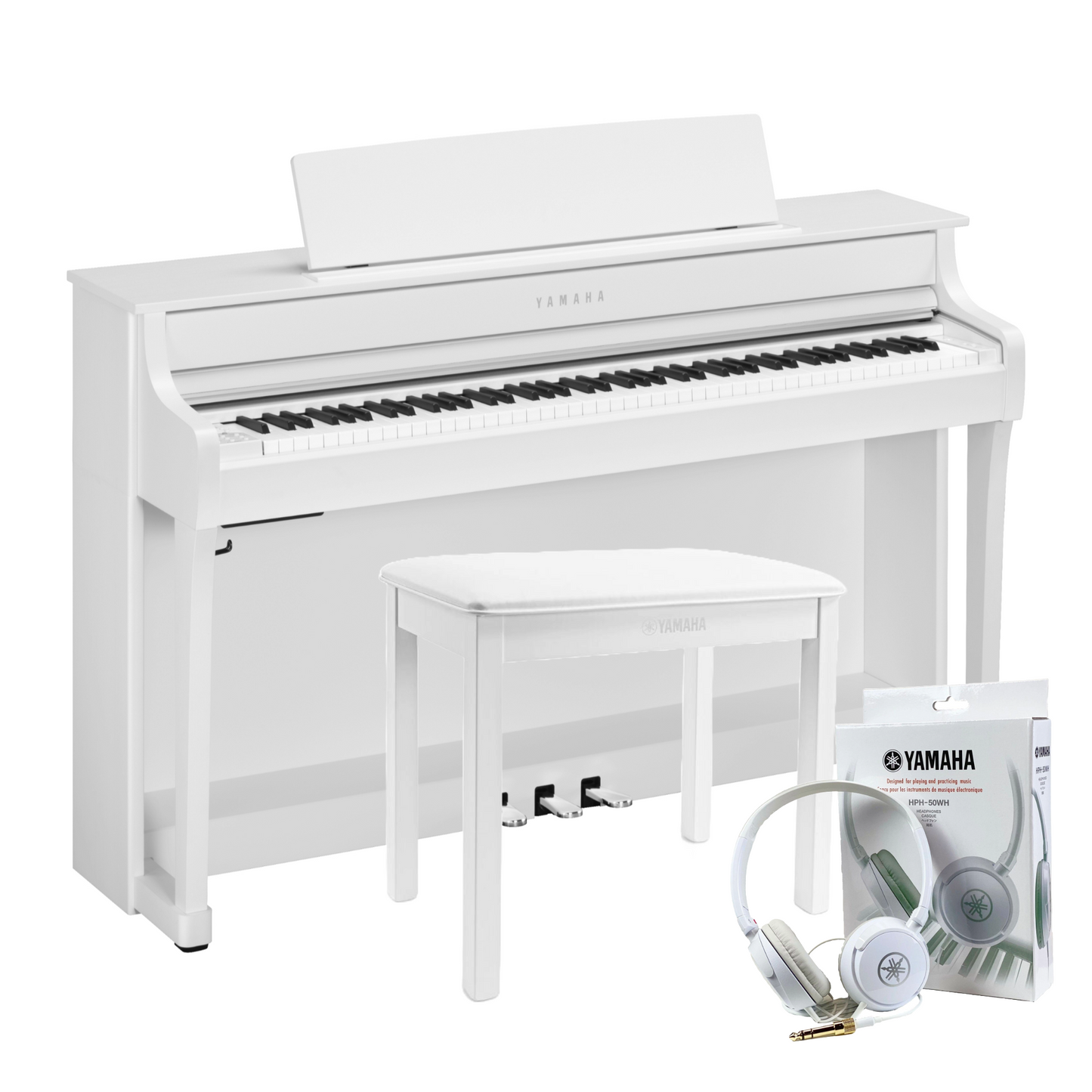 Yamaha CLP845WH White Branded Accessories Package