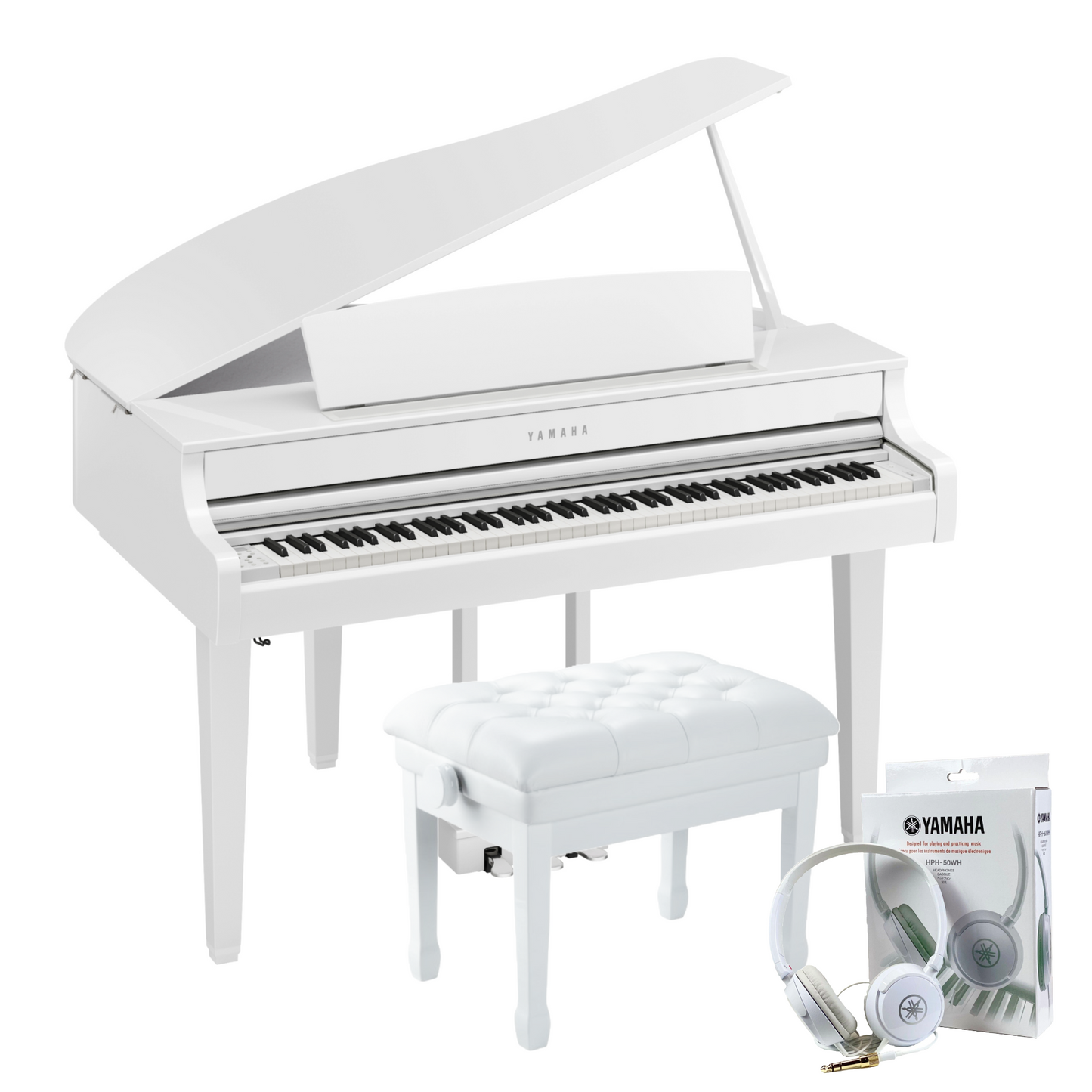 Yamaha CLP865GP Polished White Concert Package