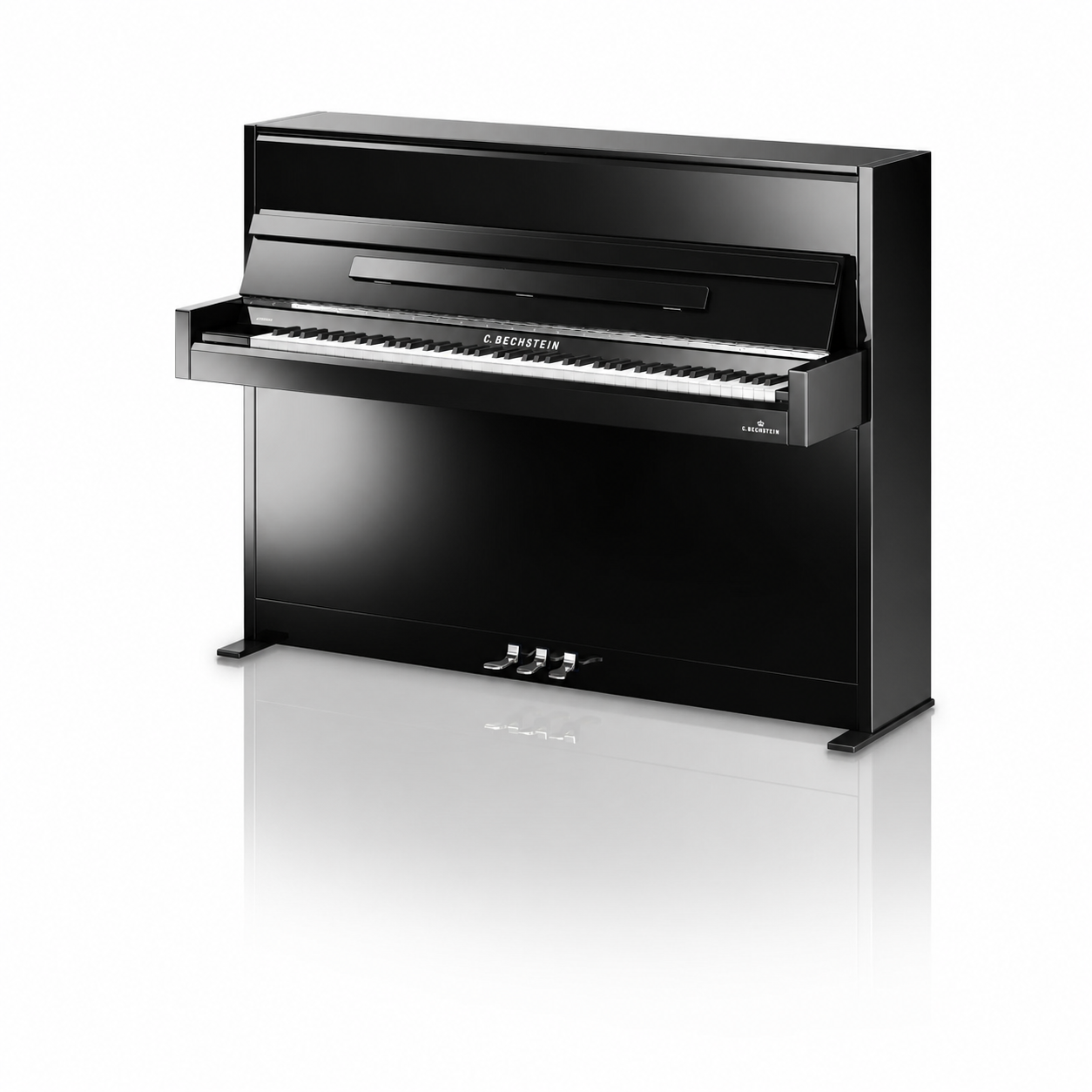 C. Bechstein Academy A2 Upright Piano in Polished Ebony with chrome Fittings