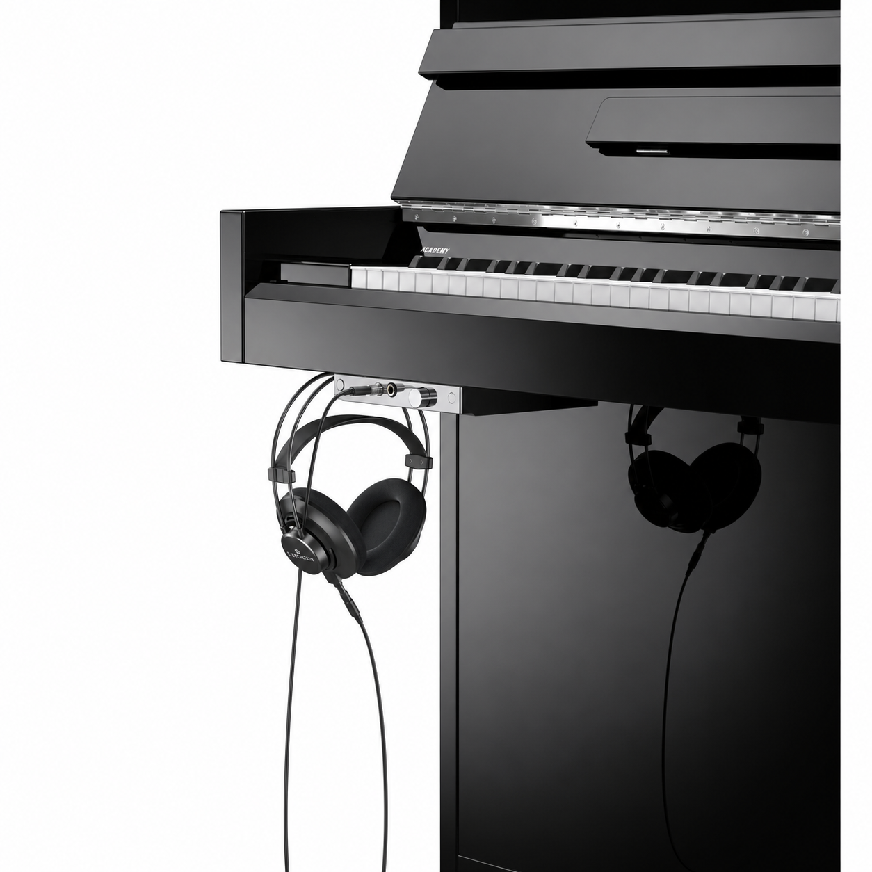 C. Bechstein Academy A4 Upright Piano in Polished Ebony with chrome Fittings with Vario Duet Silent System