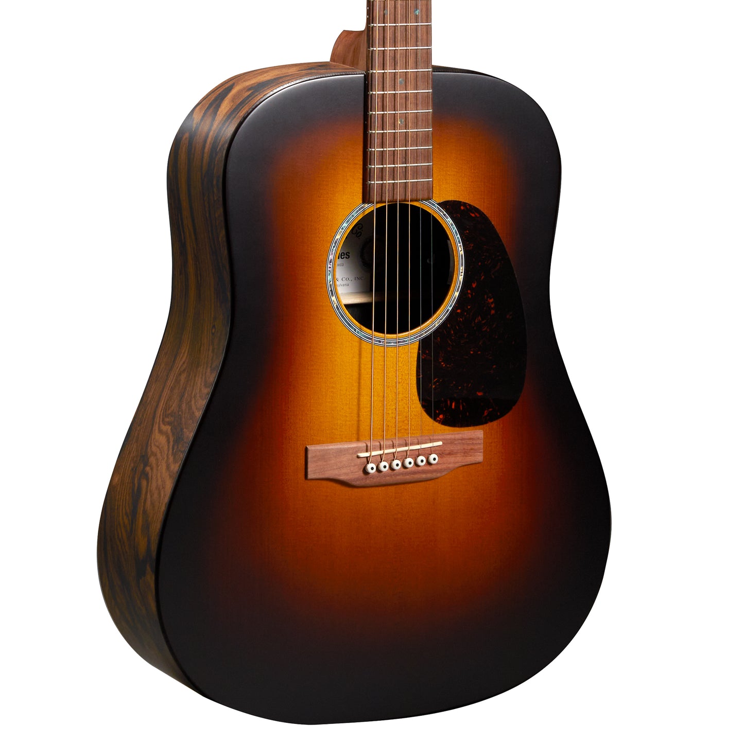 Martin D-X2E Electro Acoustic Guitar; Solid Spruce Sunburst / Ziricote | Incl Softshell Case