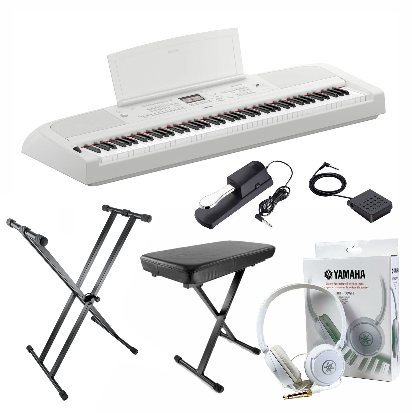 Yamaha DGX670 White Piano Upgraded Package