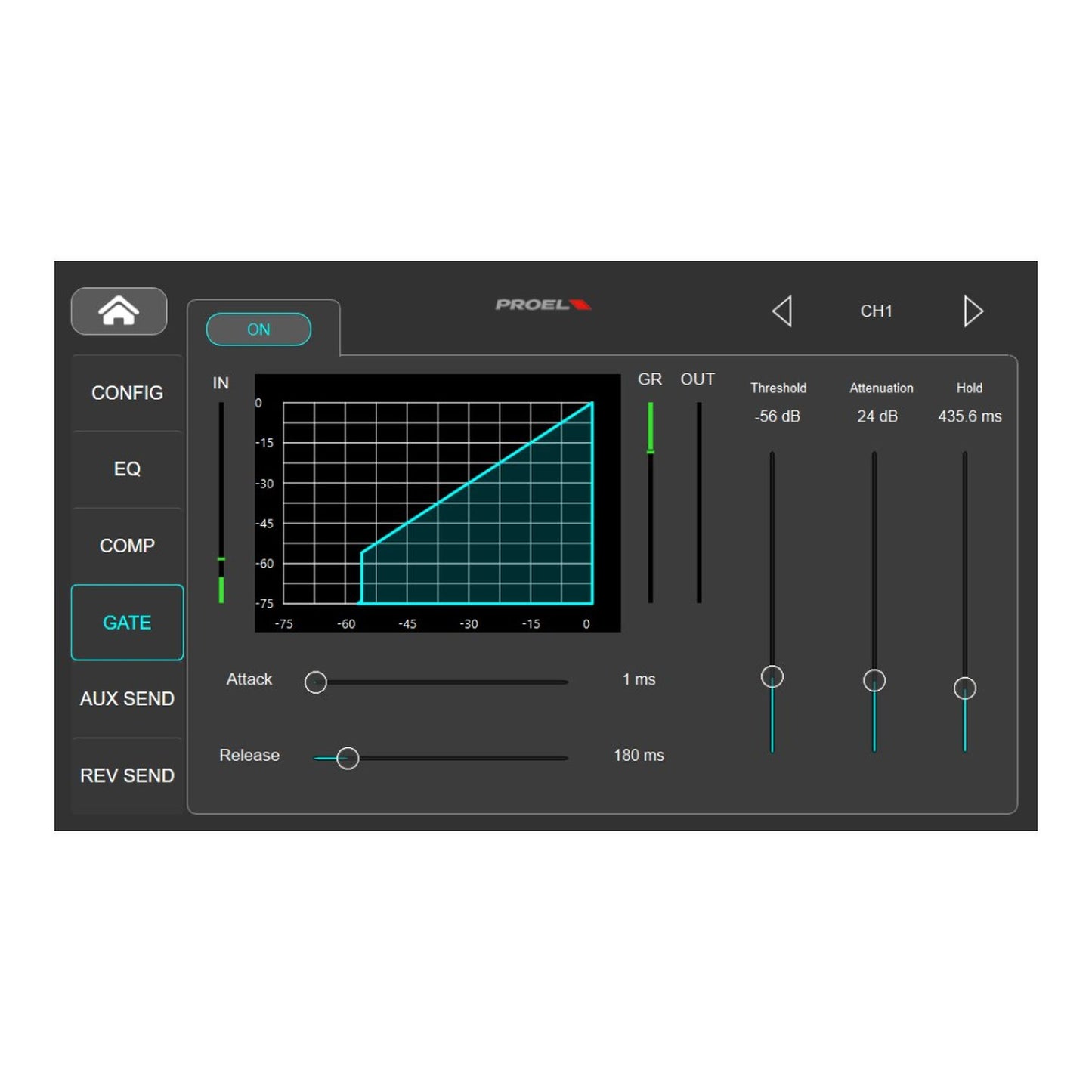 Proel Digipad8 8-In Digital Mixer with USB, Bluetooth, and Motorised Faders