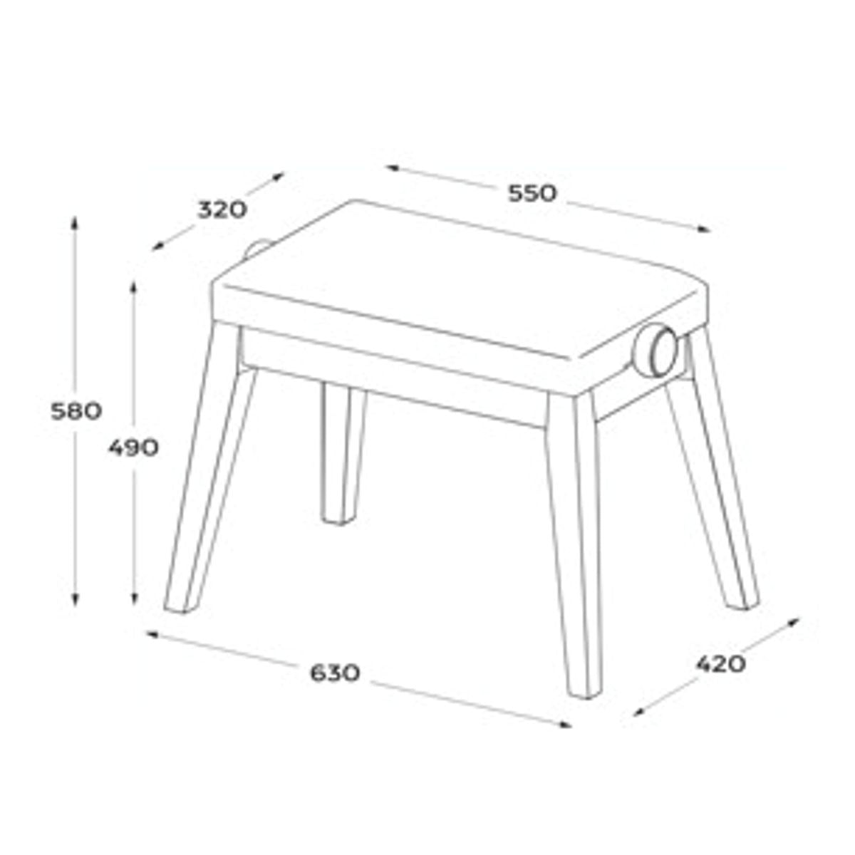 HIDRAU Premium Rise & Fall Piano Stool; Mustard Vinyl And Matching Wood Veneer Legs