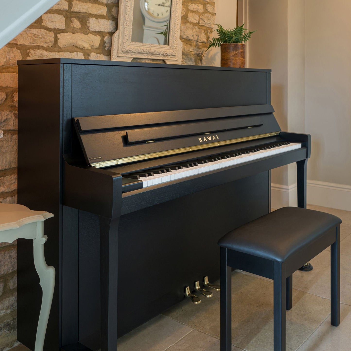 Kawai E200 Studio Upright Piano; Satin Black