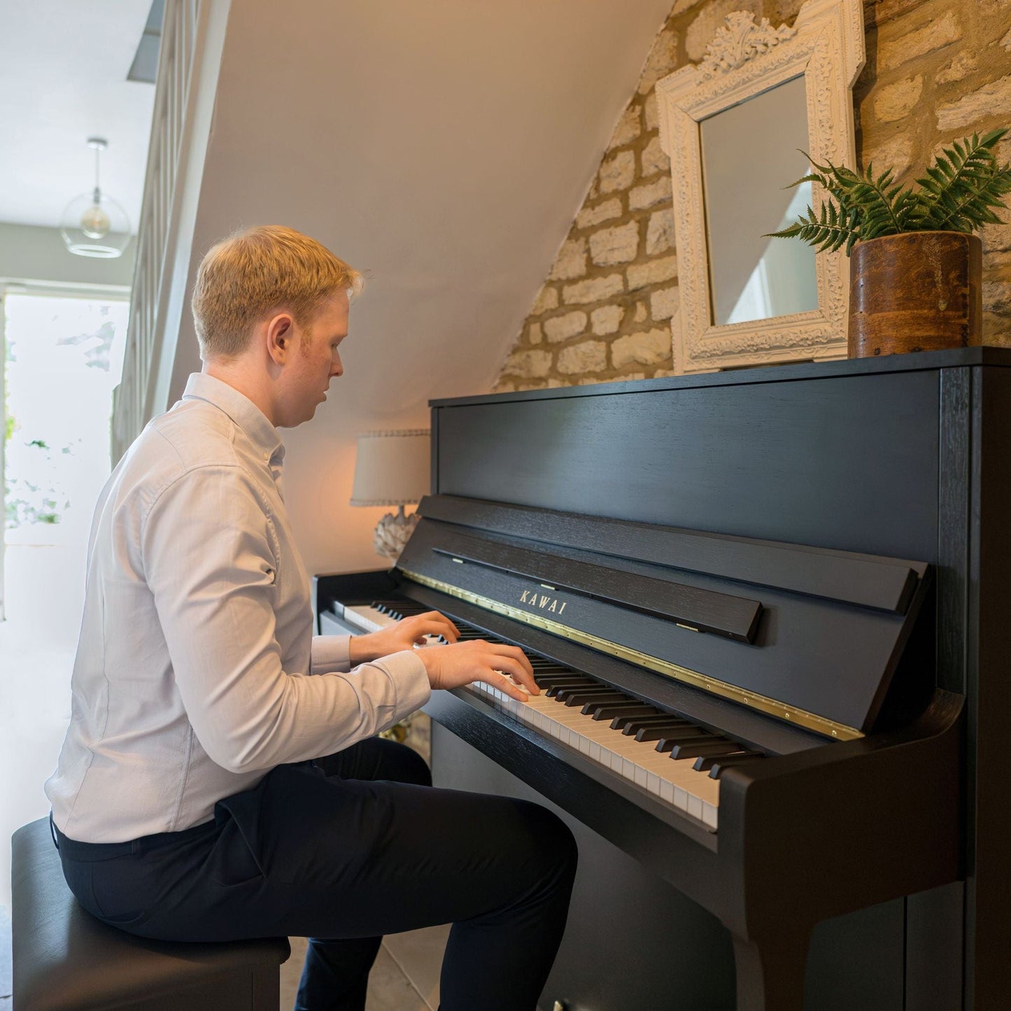Kawai E200 Studio Upright Piano; Satin Black