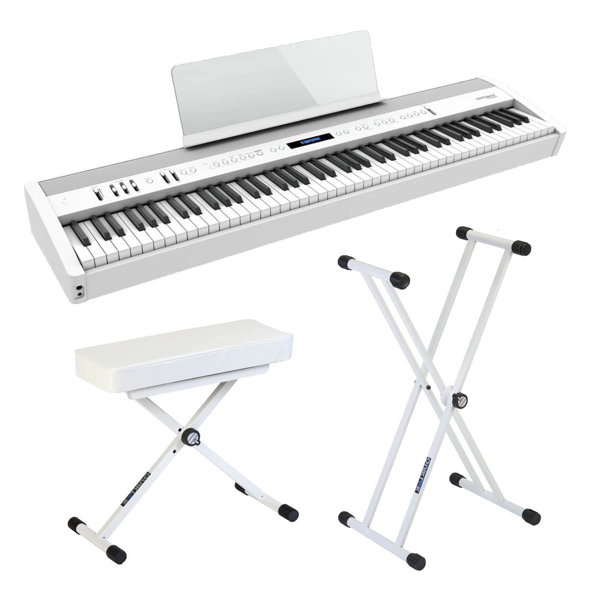 Roland FP60X Portable Digital Piano; White Stand & Bench Bundle
