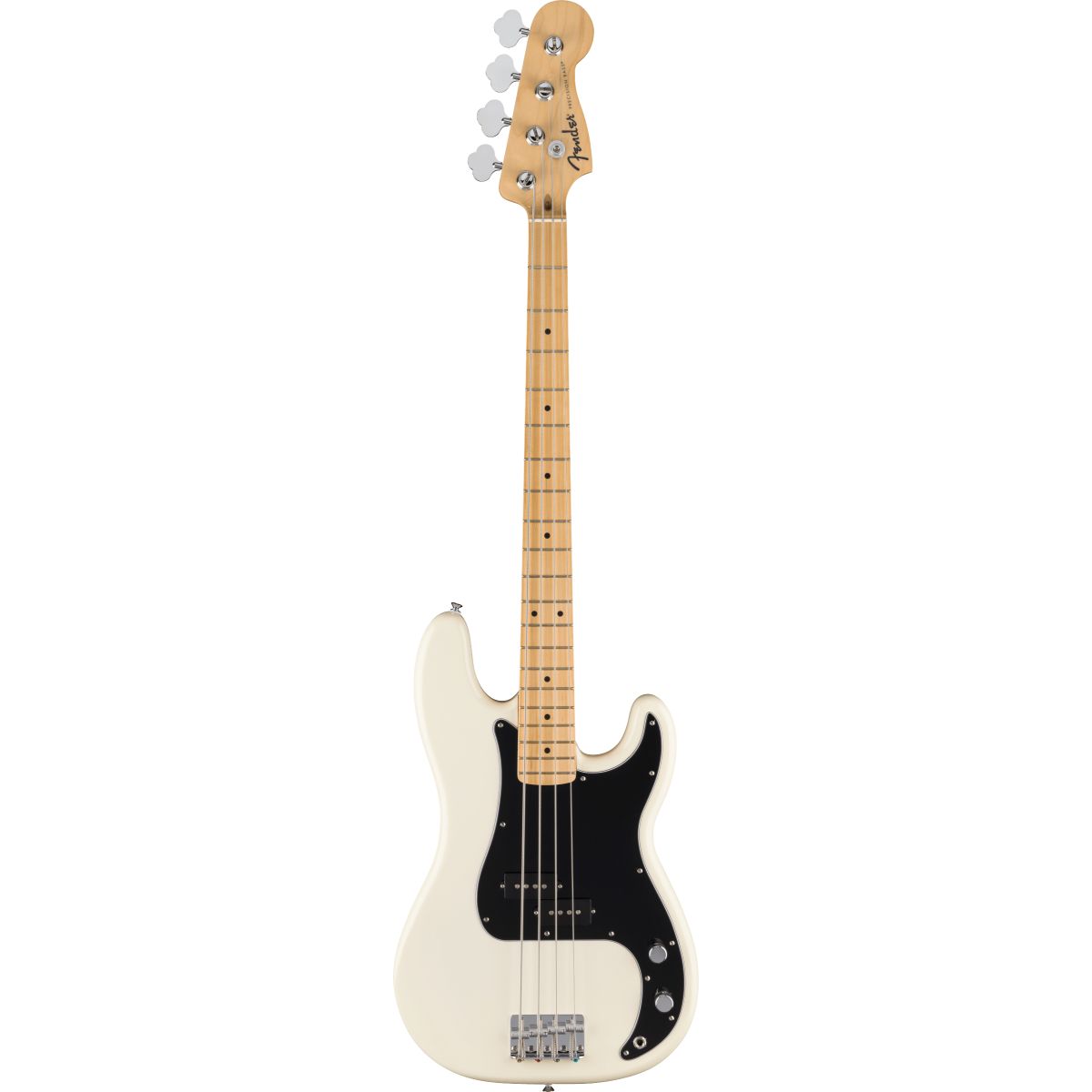 Fender Standard Precision Bass; Maple Fingerboard, Black Pickguard, Olympic White | With FREE Carry Bag
