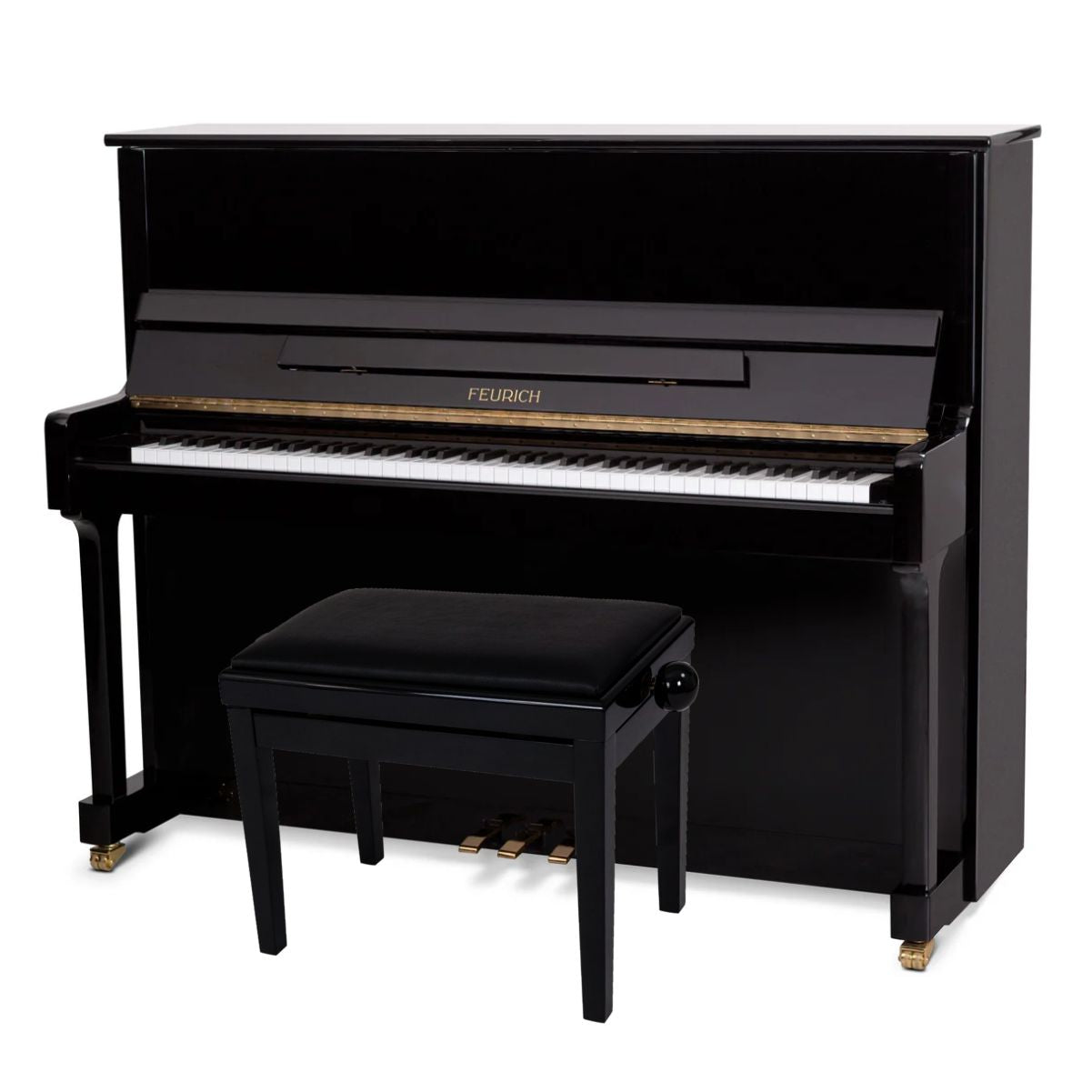 Feurich 122 Universal Upright Piano; Polished Black