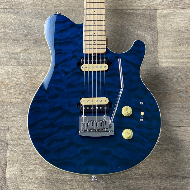 Second Hand Music Man Sub Axis Flame Maple Top Neptune Blue Guitar