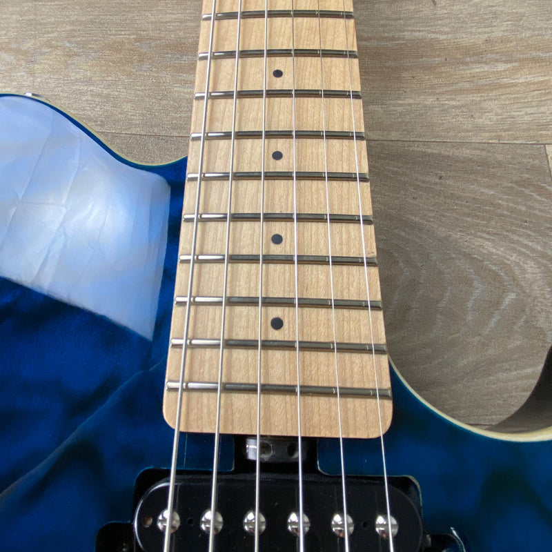 Second Hand Music Man Sub Axis Flame Maple Top Neptune Blue Guitar