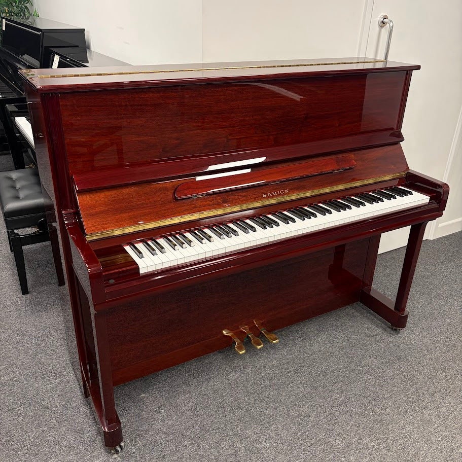 Samick JS121 Upright Piano in Polished Mahogany: Serial No: JJK00036 | Second Hand