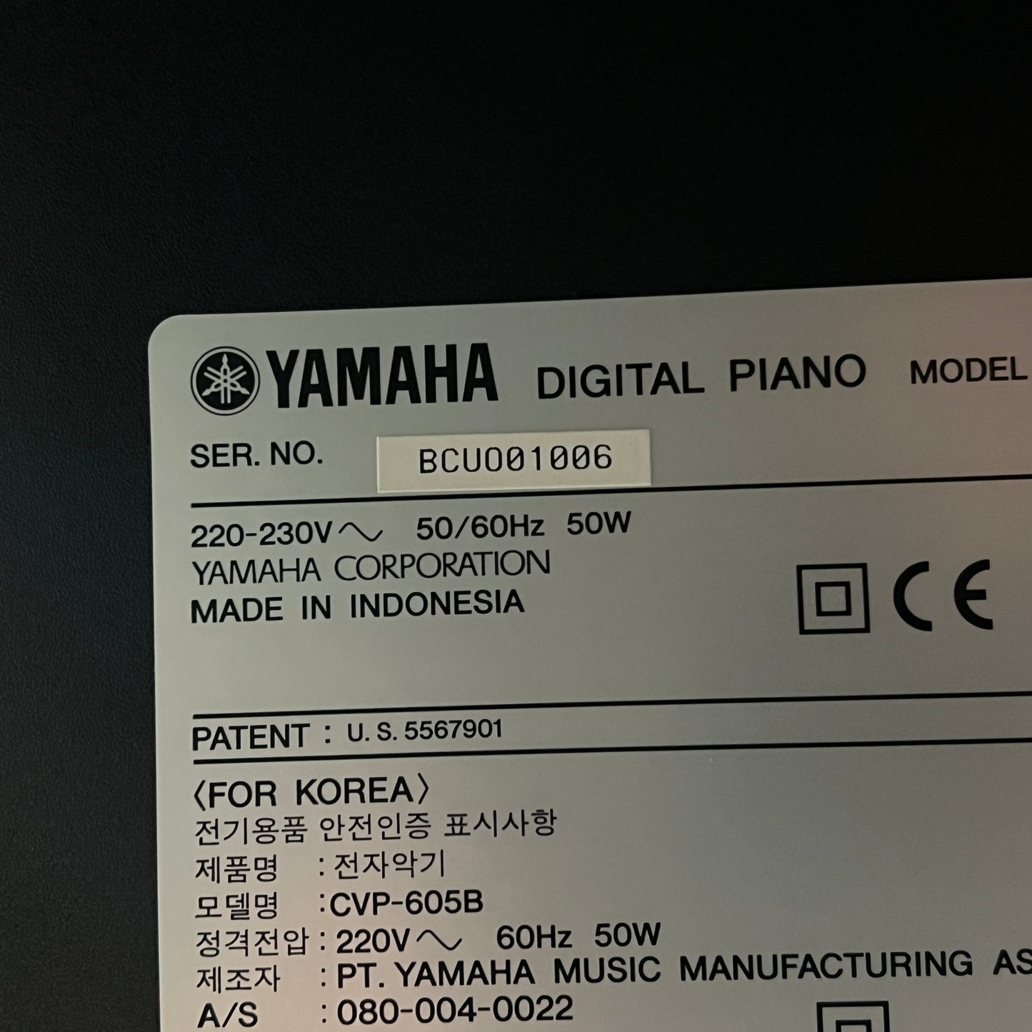 Yamaha CVP605B Digital Piano Black With Matching Stool; Serial No: BCUO01006 | Second Hand