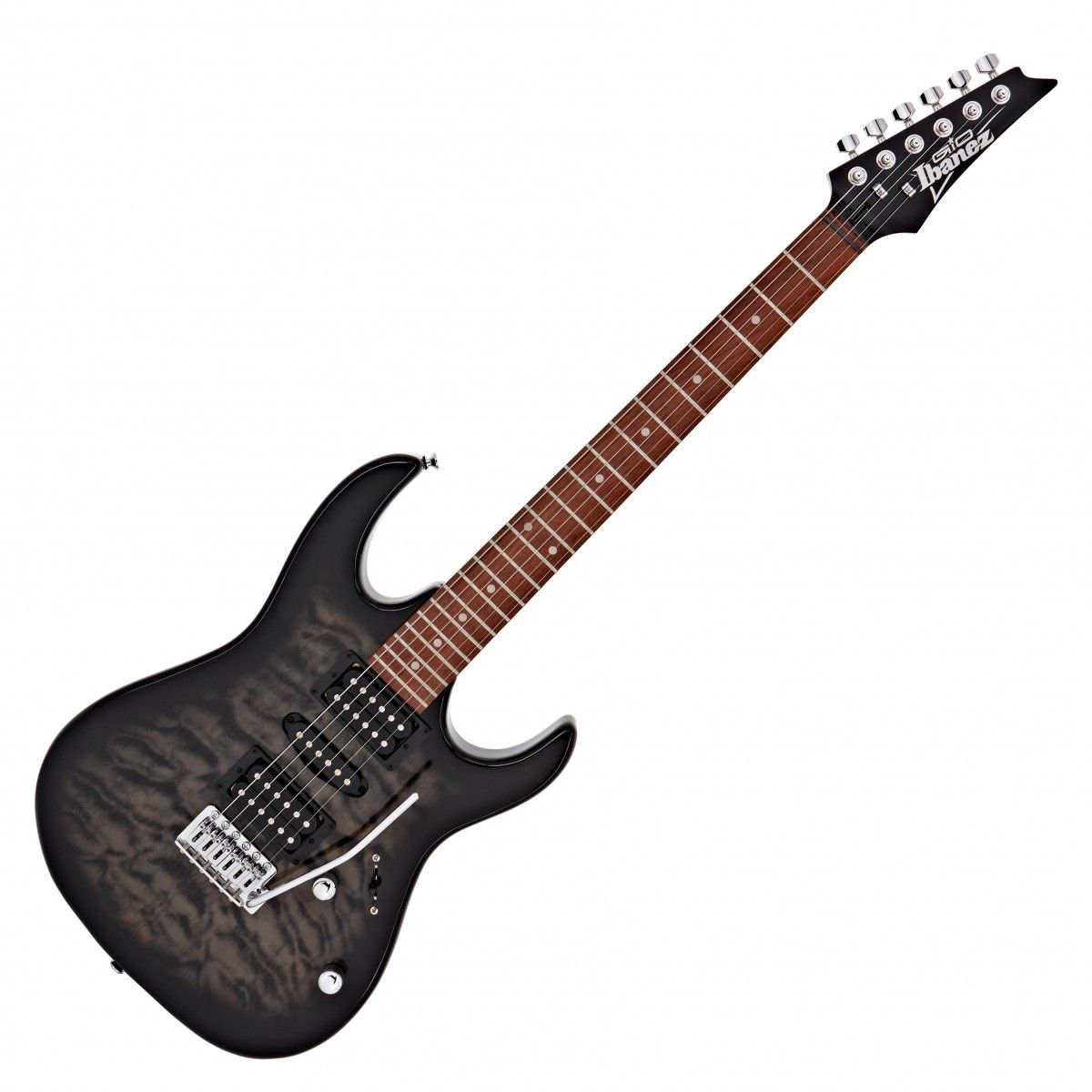 Ibanez GRX70QA Electric Guitar Kit | Transparent Black Burst