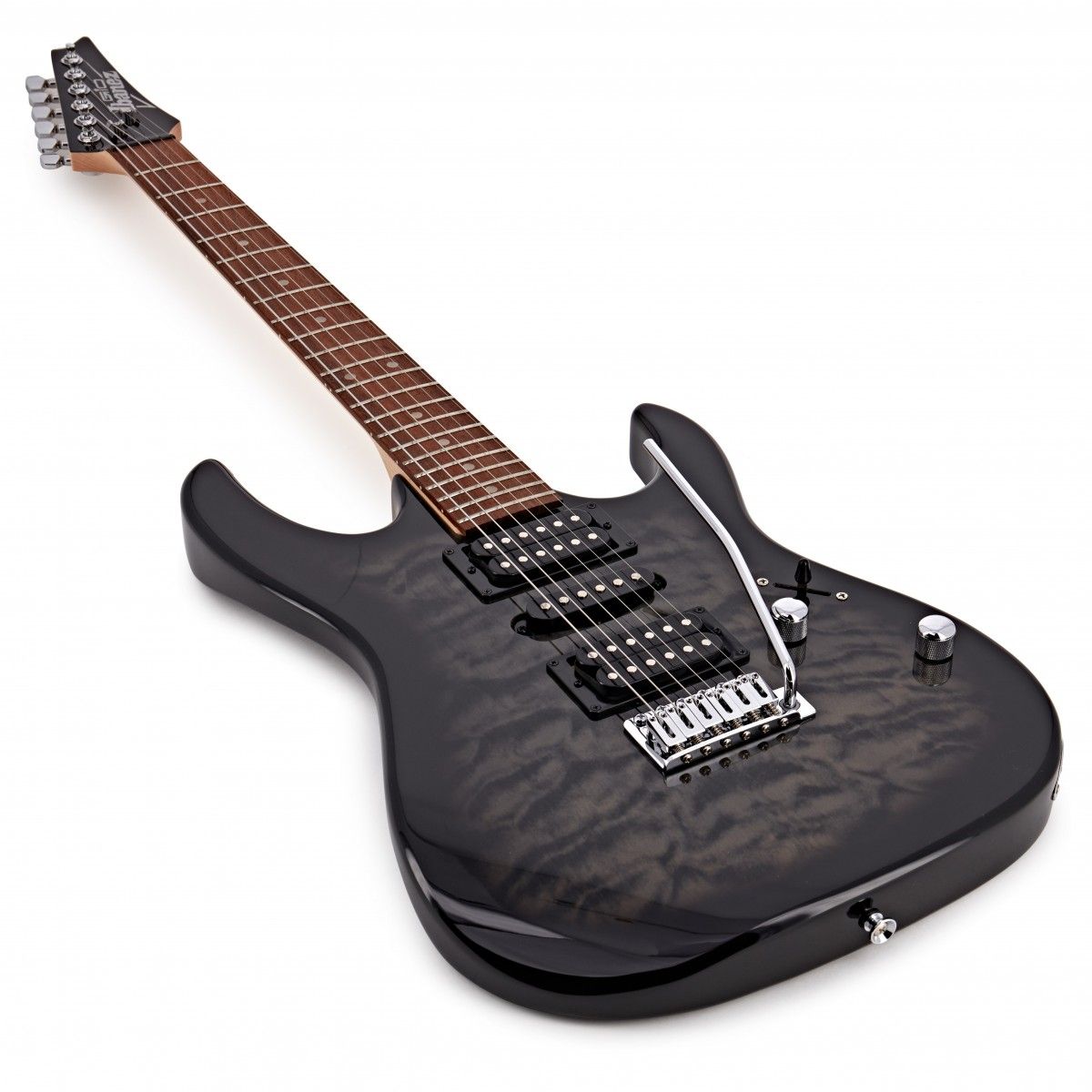 Ibanez GRX70QA Electric Guitar Kit | Transparent Black Burst