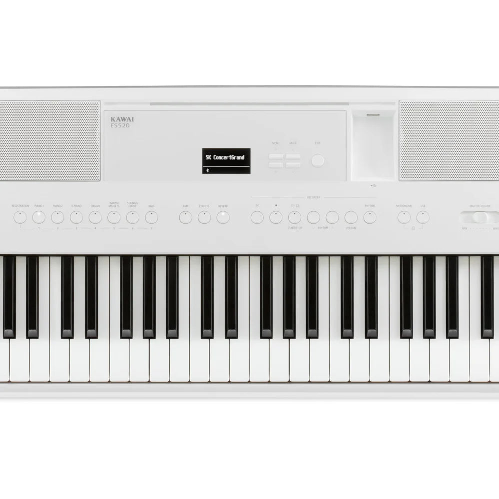 Kawai ES520 Portable Digital Piano; White Stand & Bench Bundle