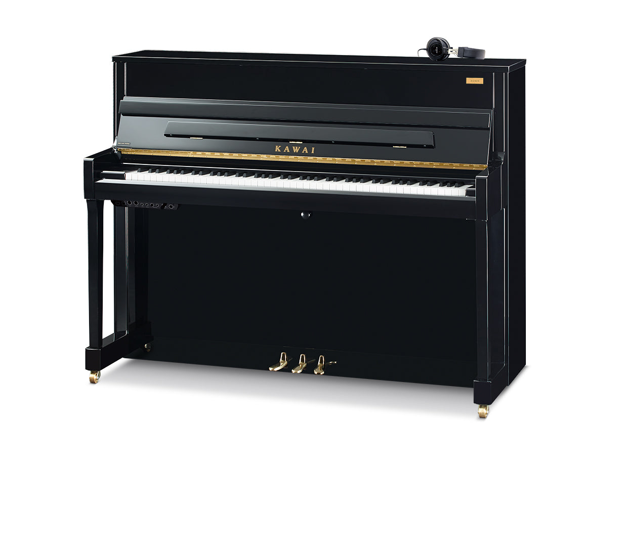 Kawai K200 AURES 2 Hybrid Upright Piano; Polished Ebony