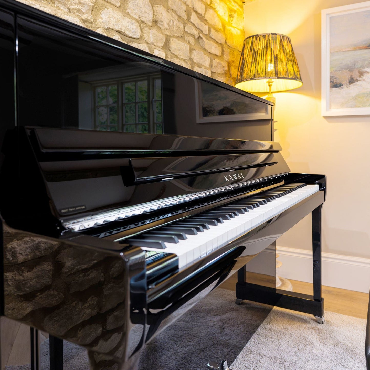 Kawai K300 Upright Piano; Polished Ebony & Silver Fittings | £500 Cashback Offer