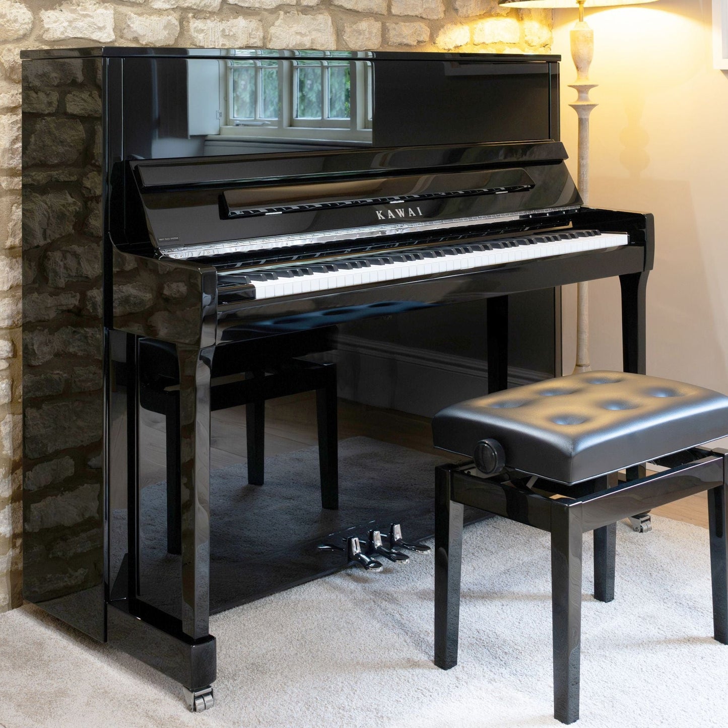 Kawai K300 Upright Piano; Polished Ebony & Silver Fittings | £500 Cashback Offer