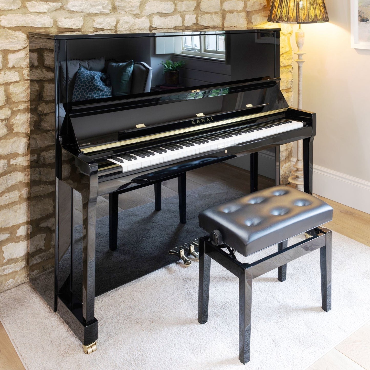 Kawai K500 ATX4 Anytime Silent Upright Piano; Polished Ebony
