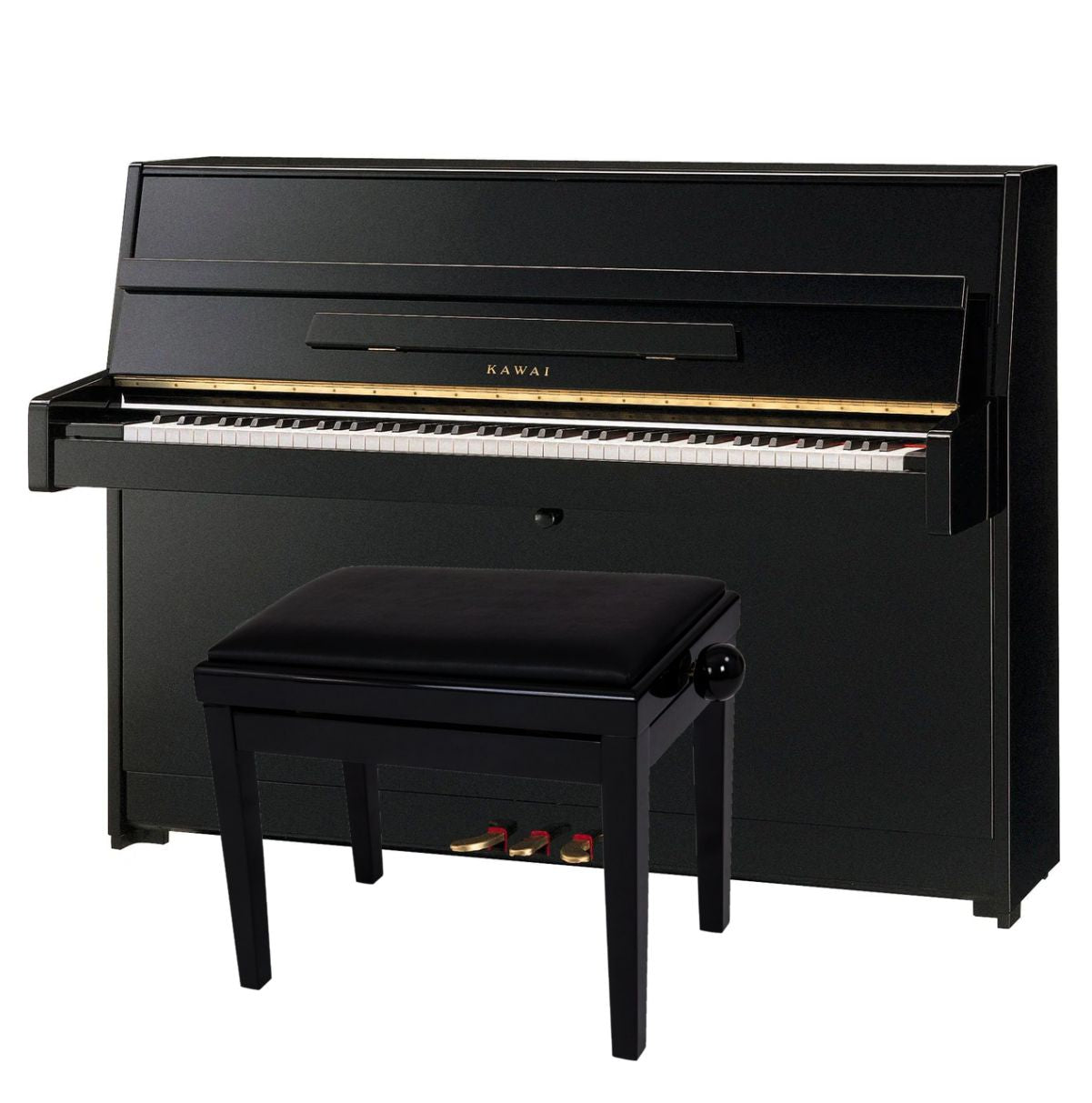 Kawai K15E Upright Piano; Polished Ebony