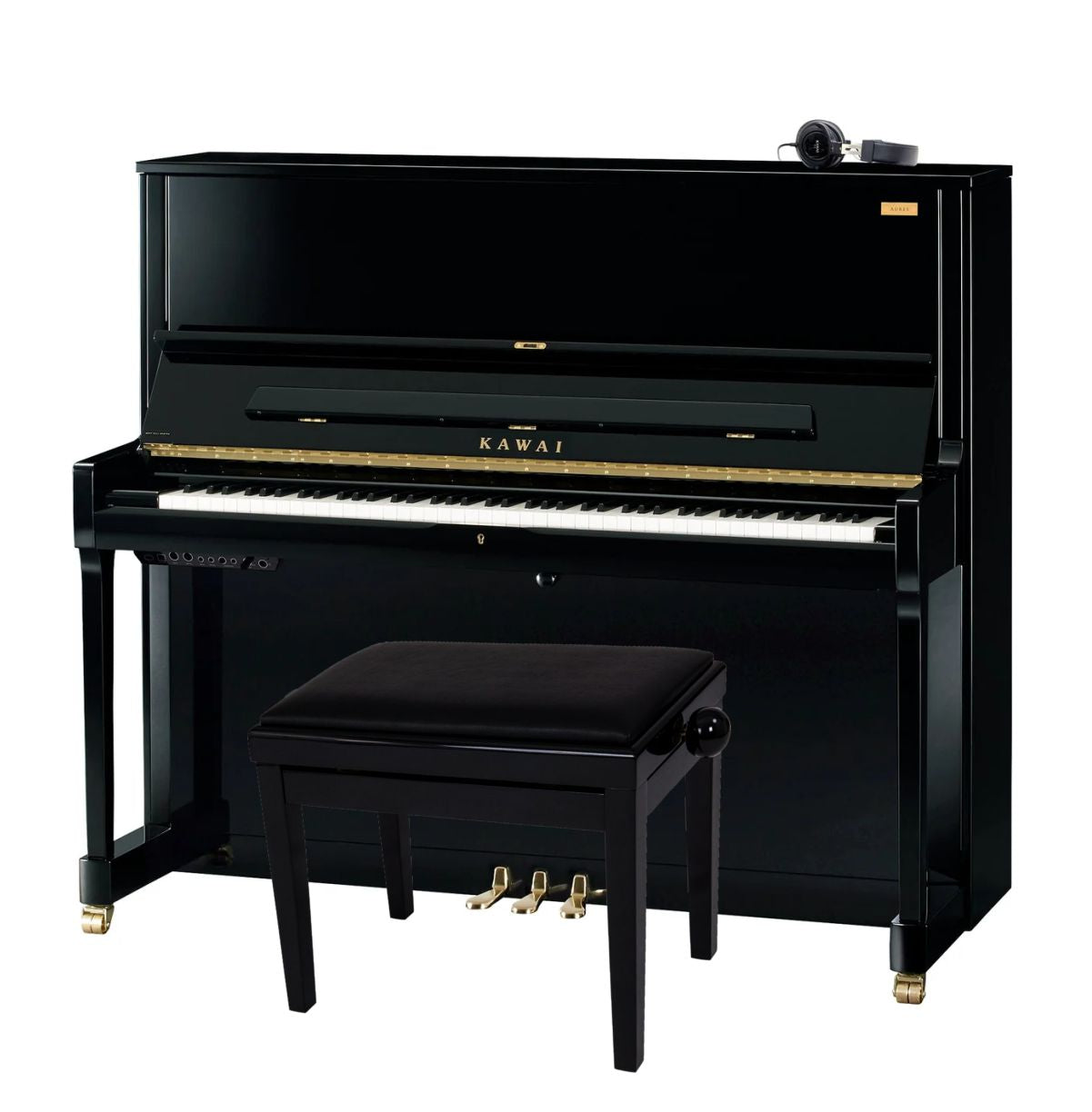 Kawai K500 AURES 2 Hybrid Upright Piano; Polished Ebony