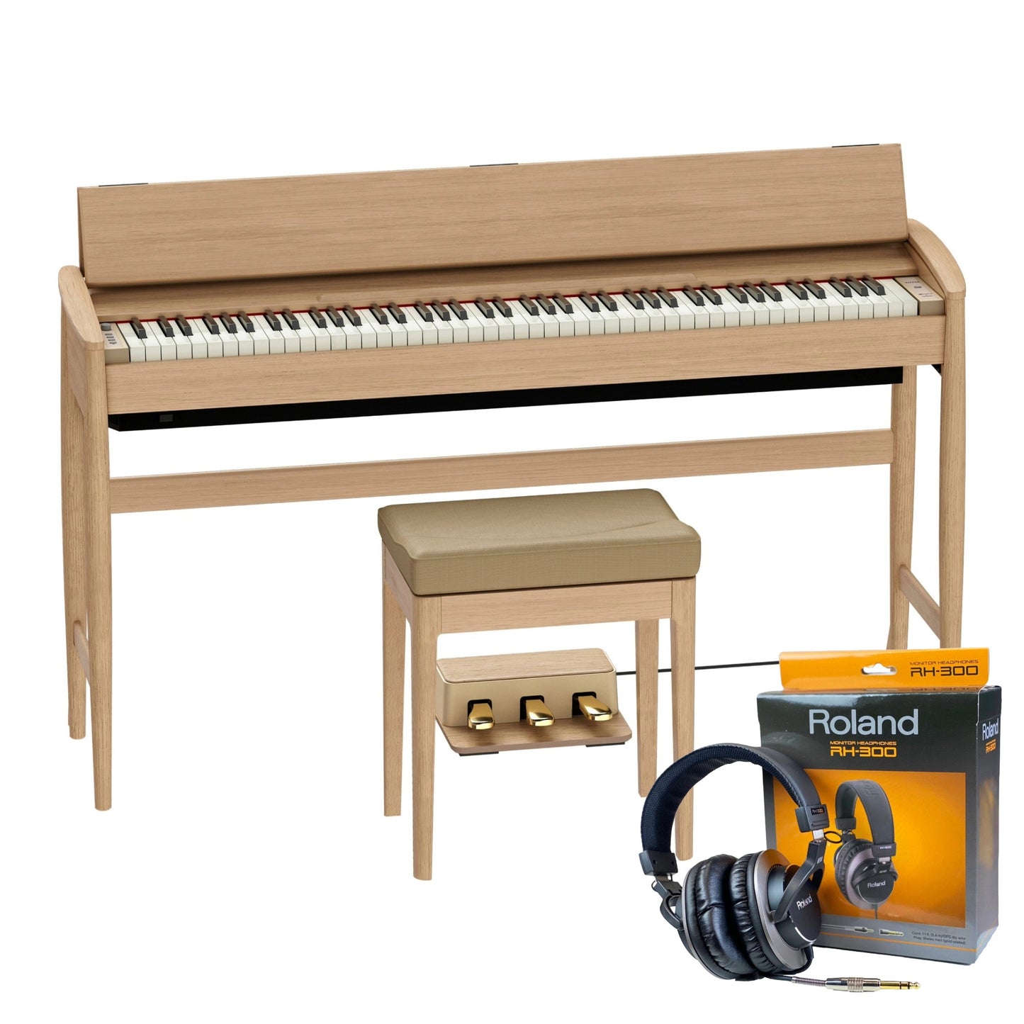 Roland Kiyola KF-20 Pure Oak | Premium Bundle Incl RH300 Headphones & Bench