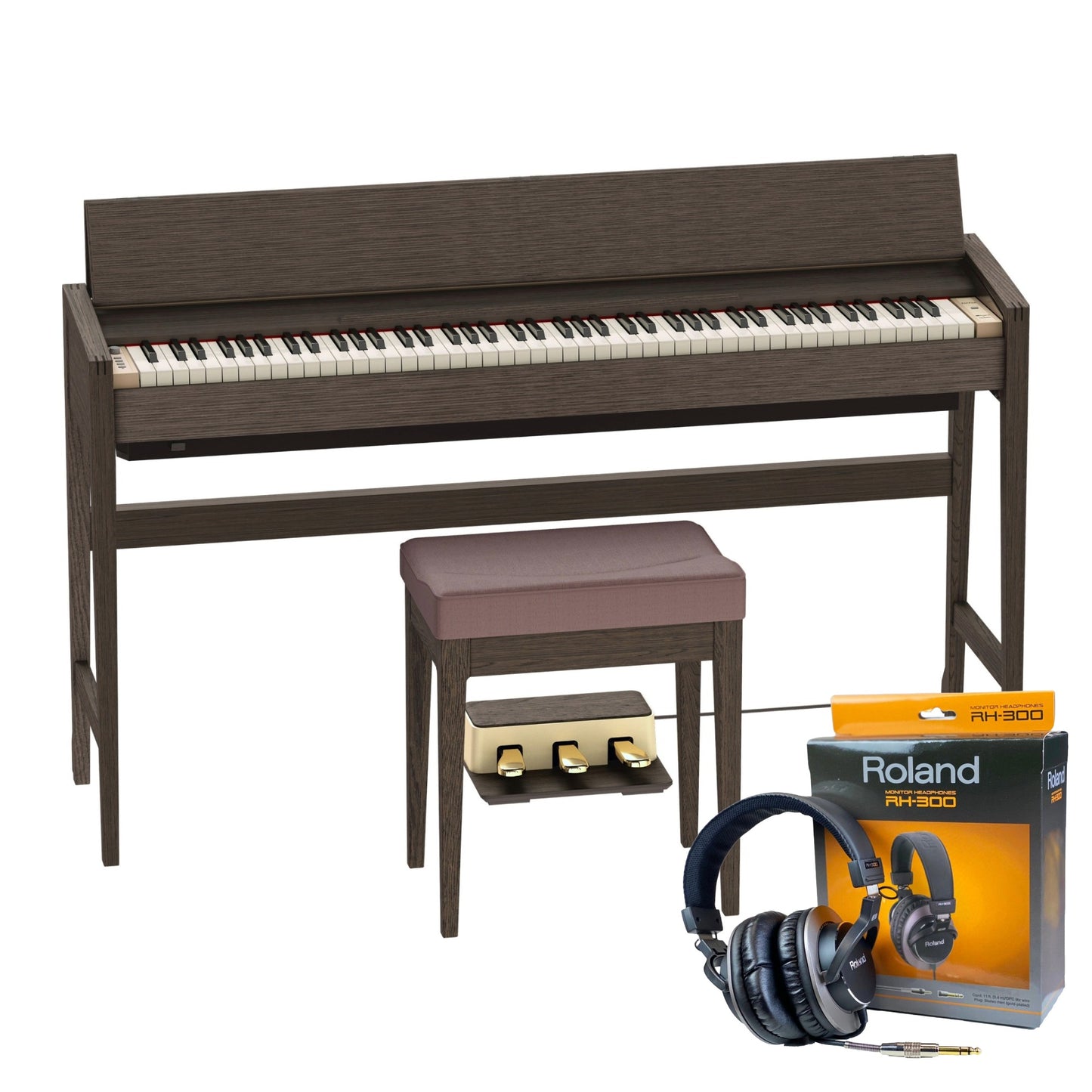 Roland Kiyola KF-25 Smoked Oak | Premium Bundle Incl RH300 Headphones & Bench