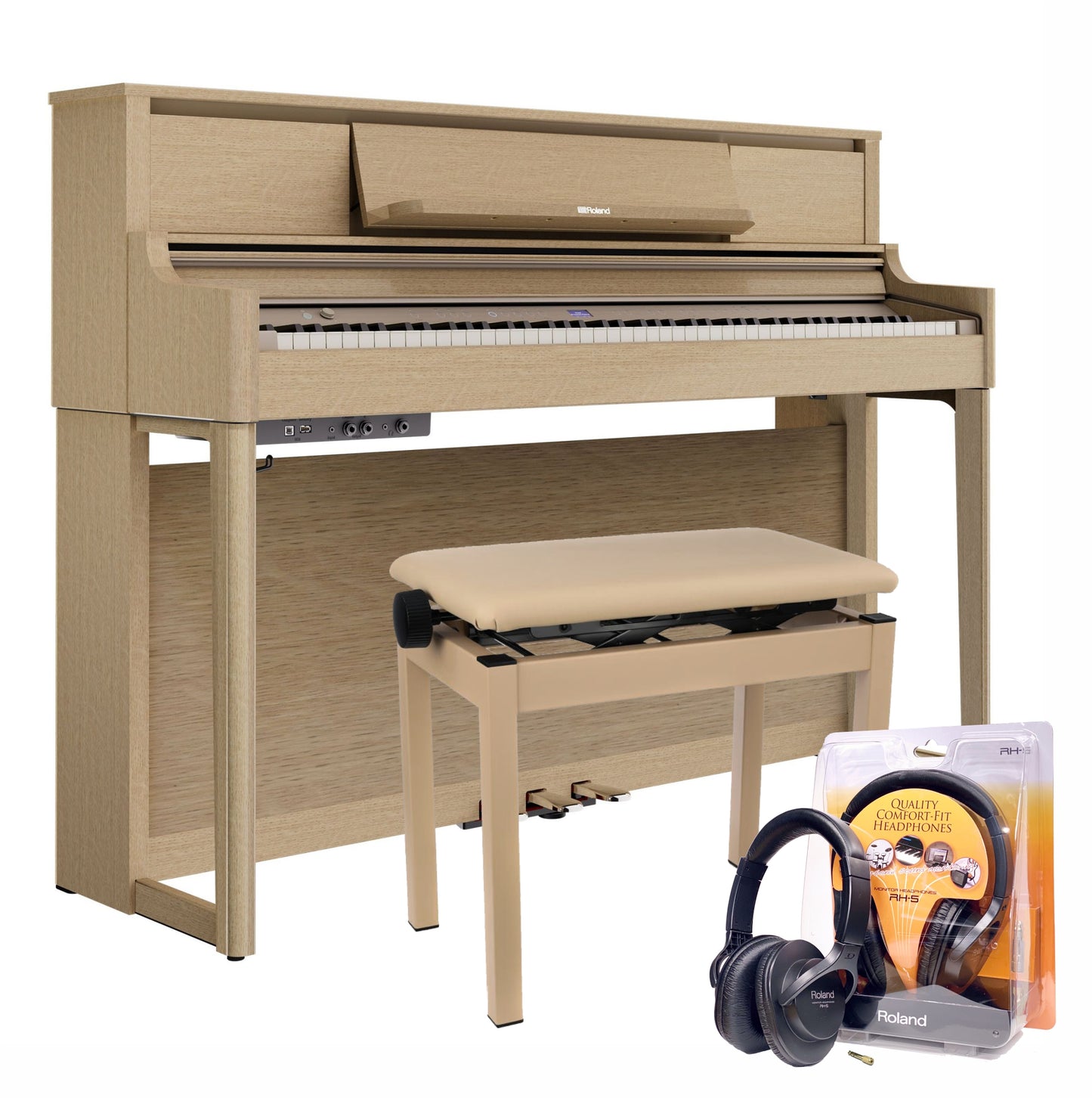 Roland LX5 Digital Piano Branded Package; Light Oak