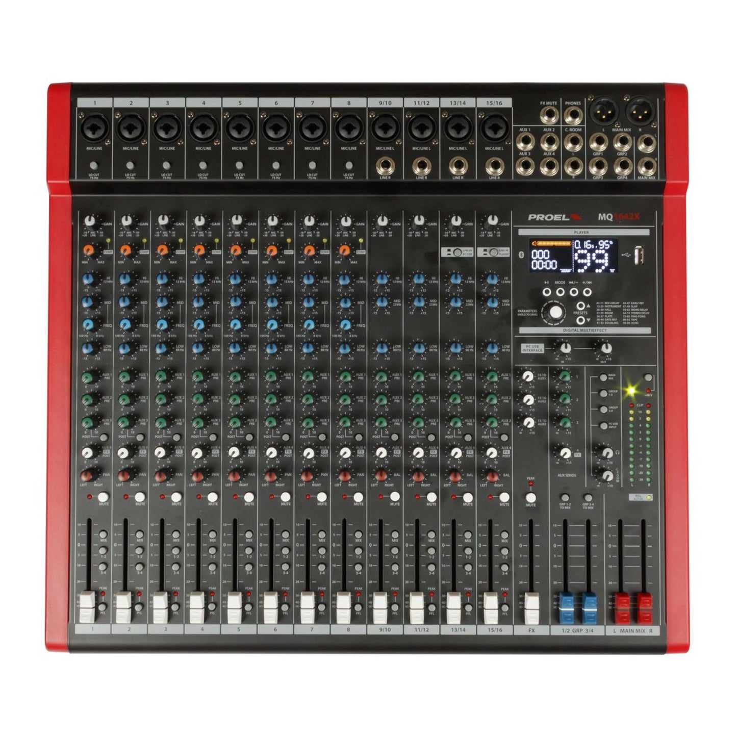 Proel MQ1642X 16-In Mixer with FX, USB, and Bluetooth