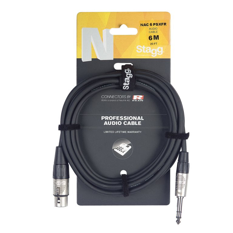 Stagg Music NAC6PSXFR Female XLR to Balanced TRS Jack Cable | 6 Metres