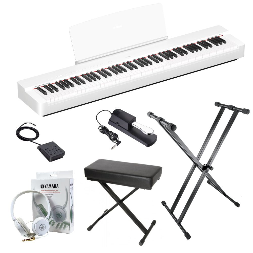 Yamaha P225 White Piano Upgraded Package
