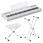 Yamaha P525 Portable Digital Piano; White Stand & Bench Bundle