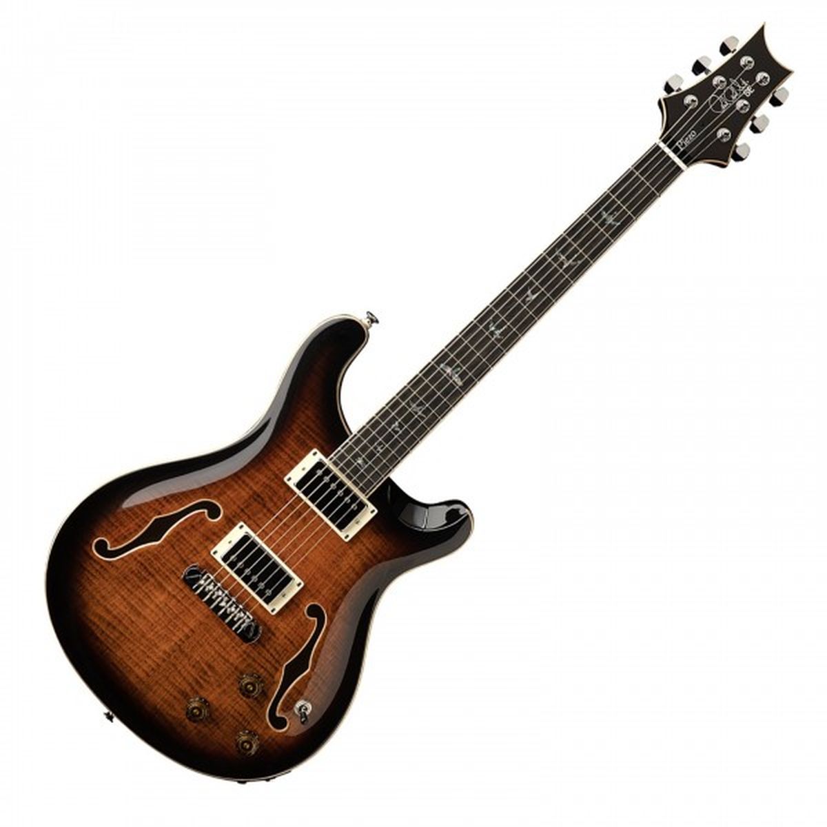 PRS SE Hollowbody II Piezo Electric Guitar; Orange Tiger Smokeburst