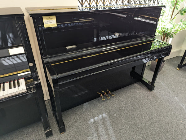 Second Hand Kemble K121ZT Upright Piano in Polished Ebony with Height Adjustable Stool Serial No: 313268