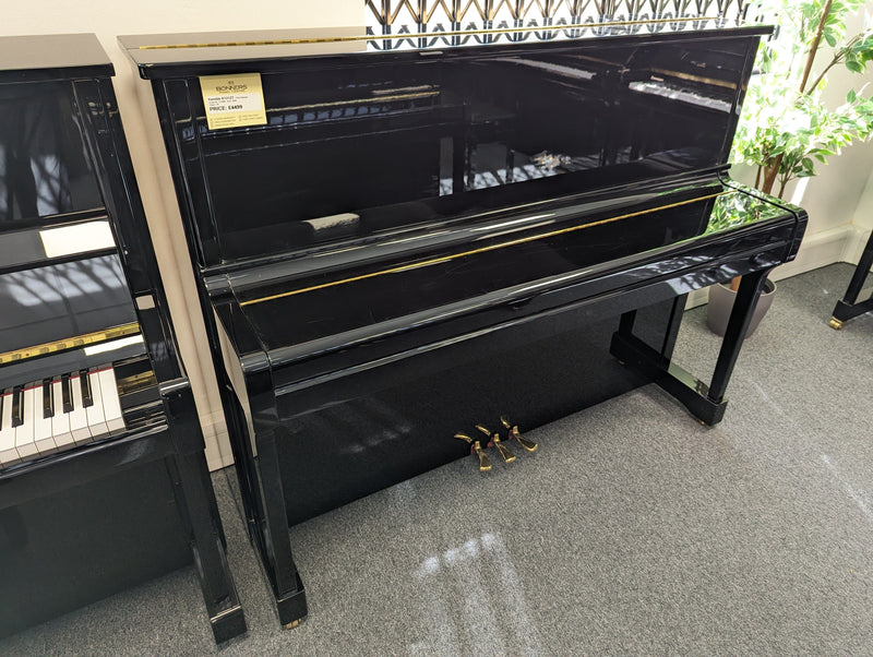 Second Hand Kemble K121ZT Upright Piano in Polished Ebony with Height Adjustable Stool Serial No: 313268
