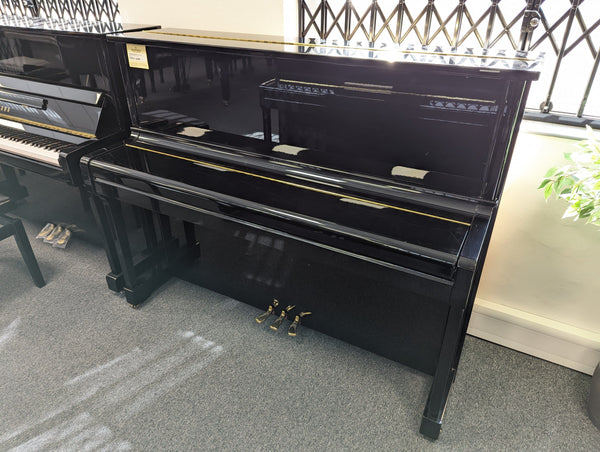 Second Hand Kemble K121ZT Upright Piano in Polished Ebony with Height Adjustable Stool Serial No: 313268