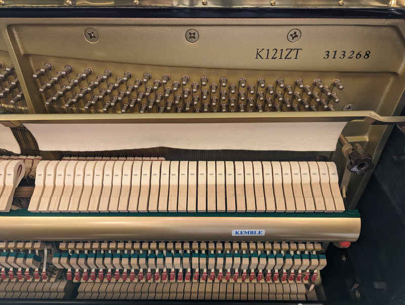 Second Hand Kemble K121ZT Upright Piano in Polished Ebony with Height Adjustable Stool Serial No: 313268