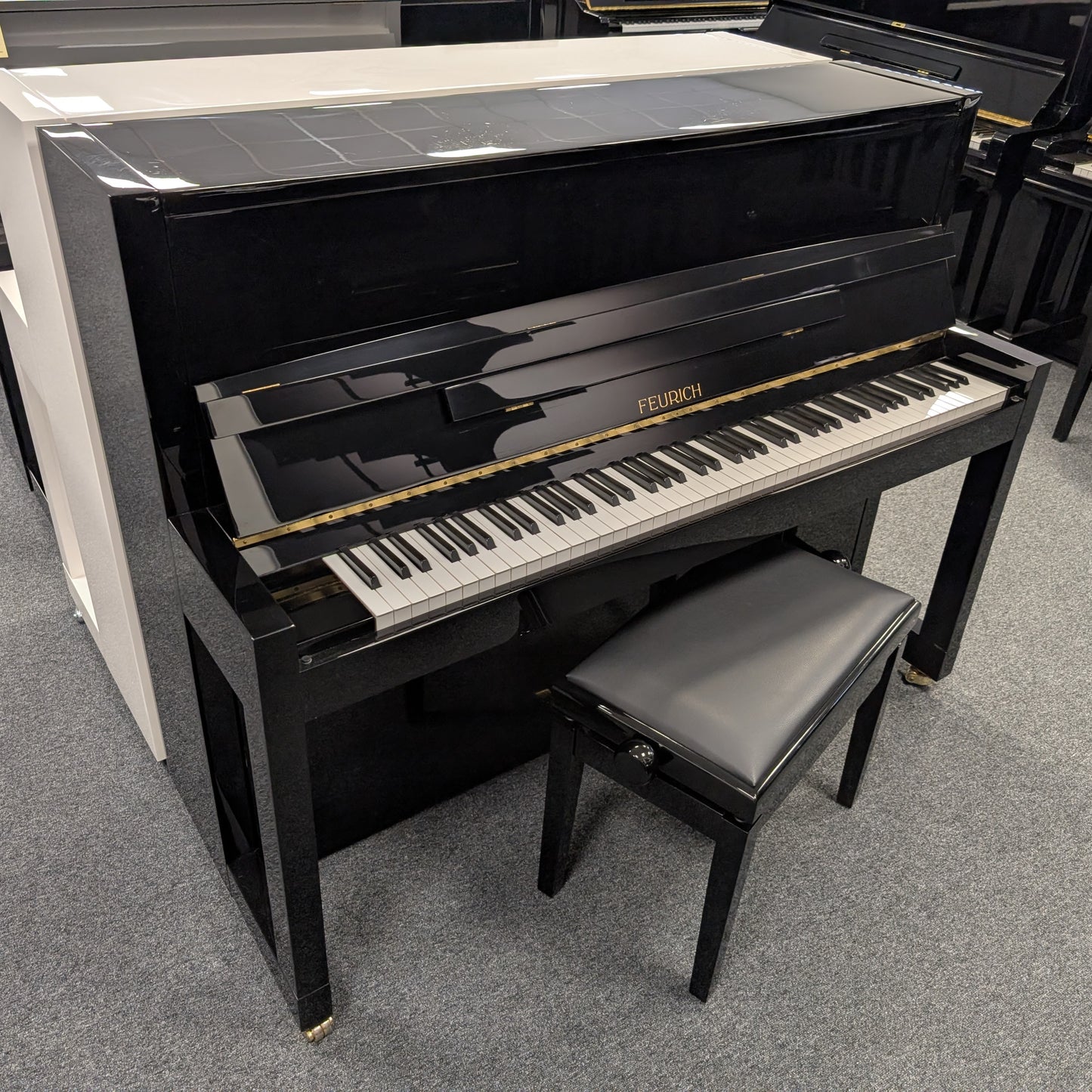 Feurich 115 Upright Piano In Polished Ebony: Serial No: F14672 | Second Hand