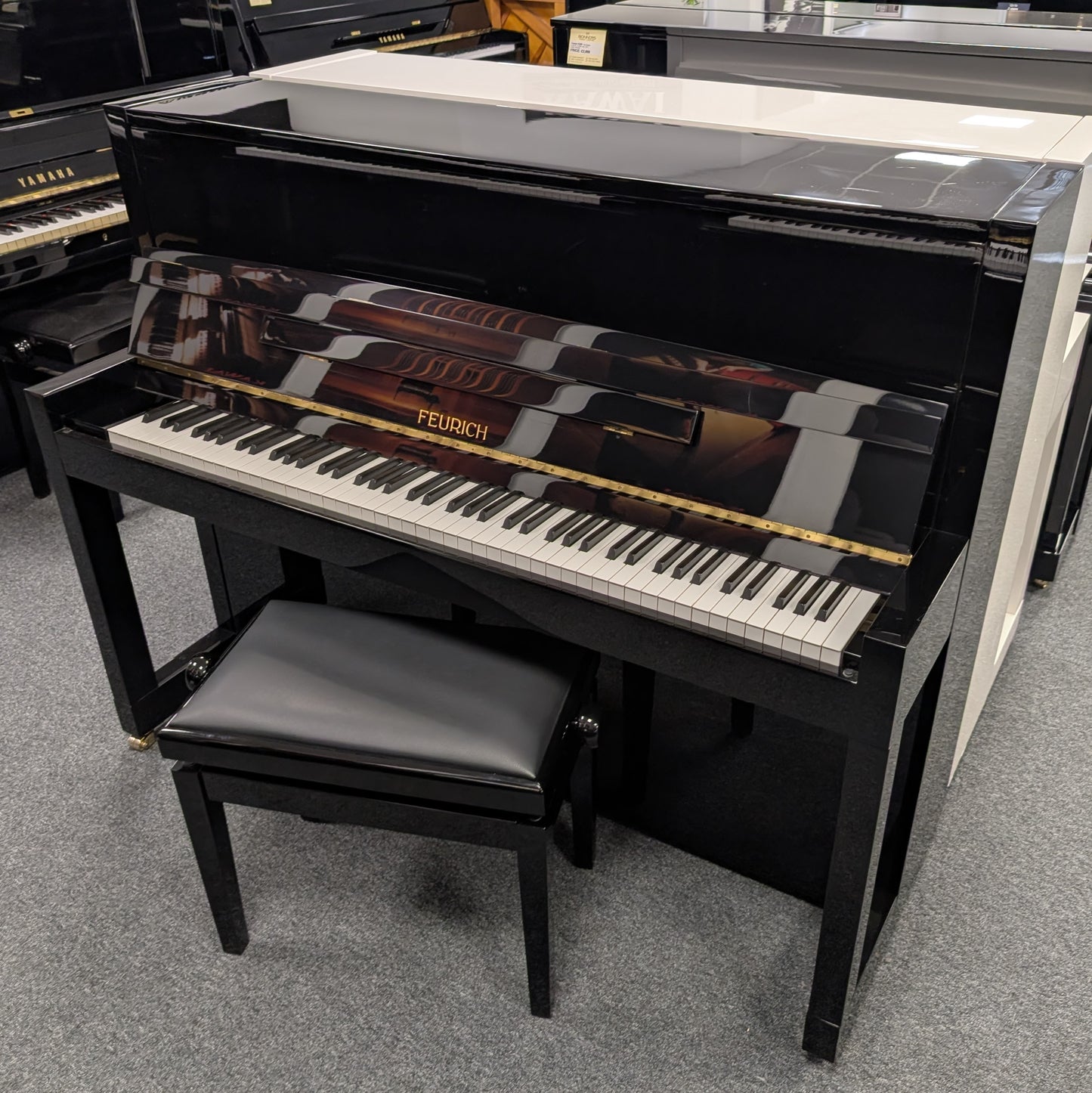 Feurich 115 Upright Piano In Polished Ebony: Serial No: F14672 | Second Hand