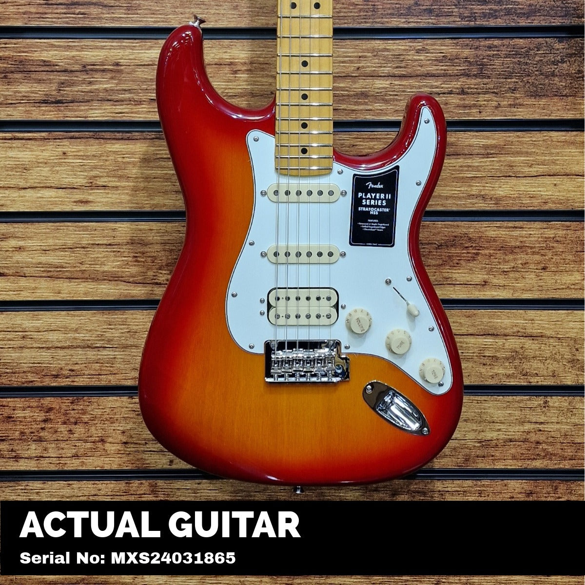 Fender Player II Stratocaster HSS; Maple Fingerboard; Aged Cherry Burst | With FREE Gigbag