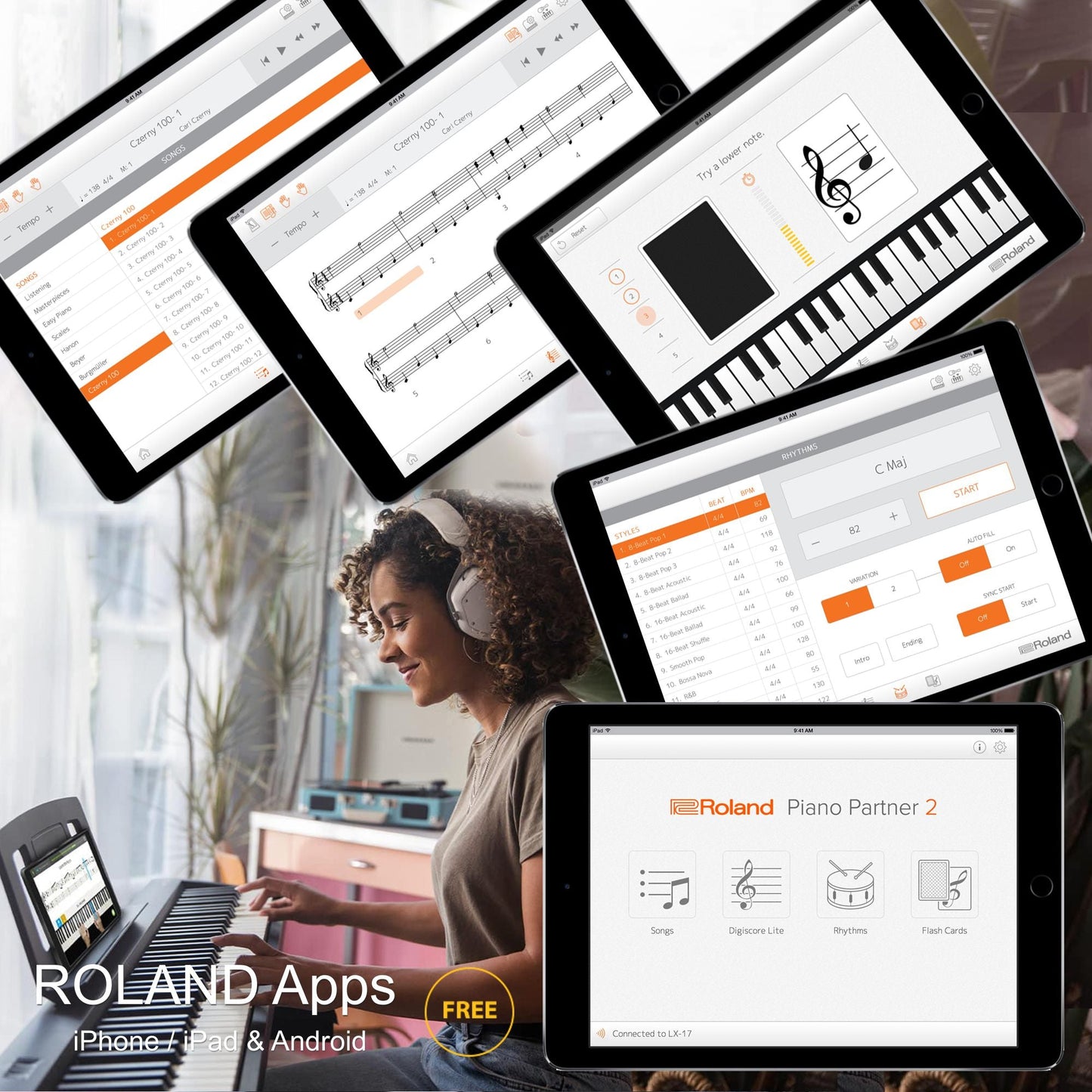 Roland LX9 Digital Piano Concert Package; Polished White