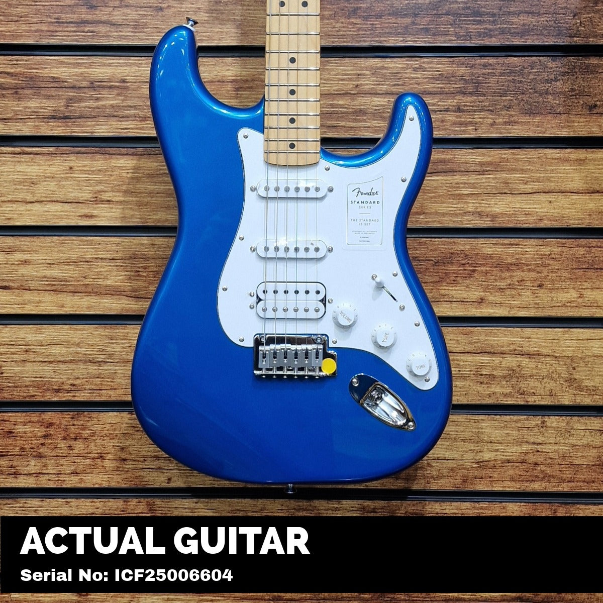 Fender Standard Stratocaster; HSS, Maple Fingerboard, White Pickguard, Aqua Marine Metallic
