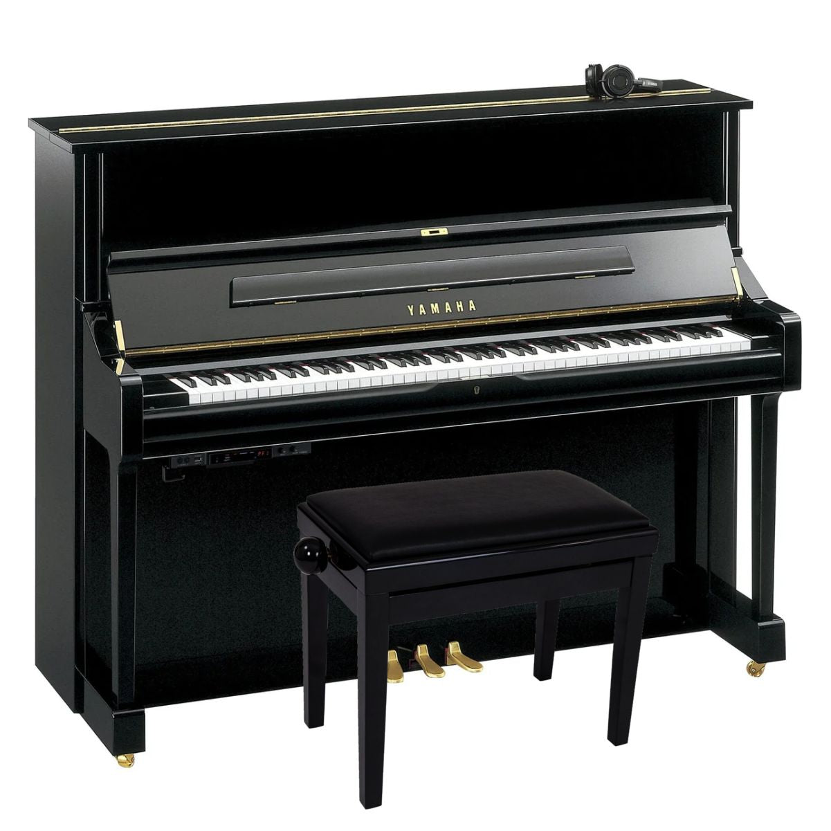 Yamaha U1 SH3 Silent Upright Piano; Polished Ebony