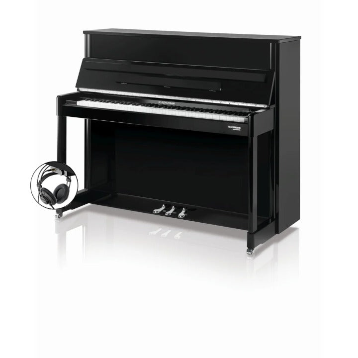 W. Hoffmann Professional P114 Upright Piano in Polished Ebony with Vario Duet Silent System
