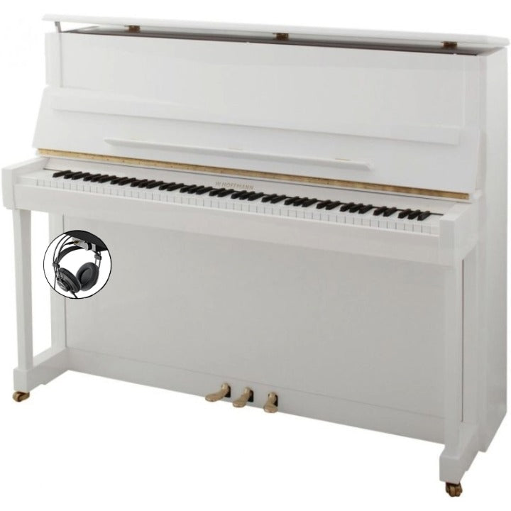 W. Hoffmann Professional P114 Upright Piano in Polished White with Vario Duet Silent System